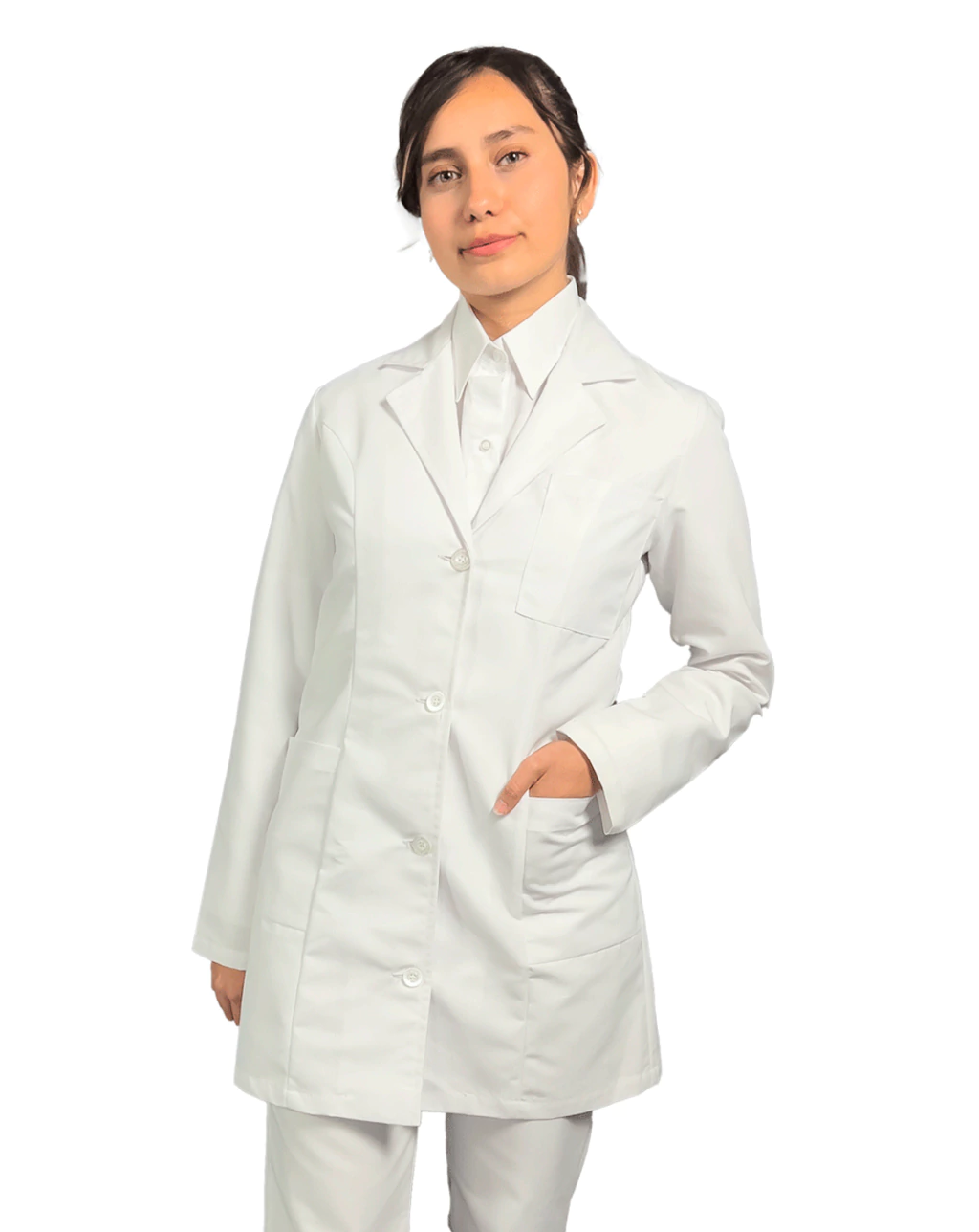 Bata médica blanca de gabardina — Unimagda